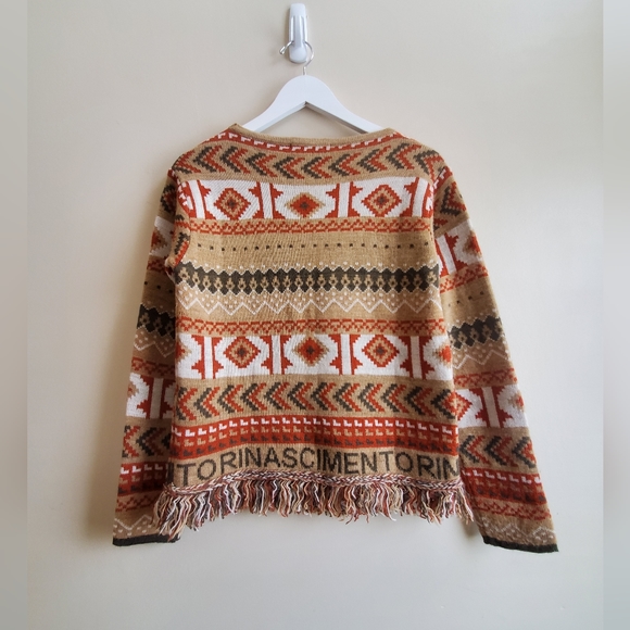 Rinascimento geometric patthern sweater with tassels bottom - Picture 4 of 7